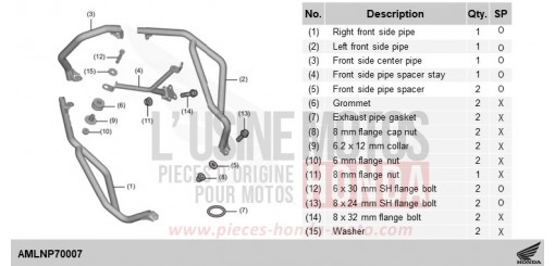 KIT,FR SIDE PIPE (L1/L3) CRF1100D4R de 2024